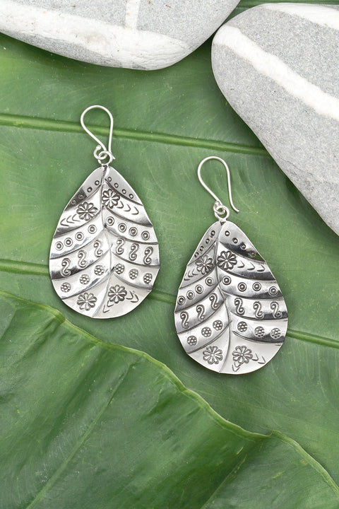 Hammered Floral Earrings - SF