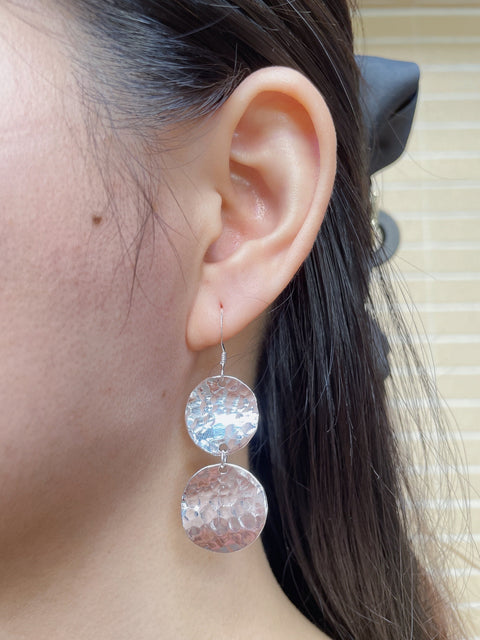 Hammered Discs Drop Earrings - SF