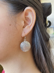 Hammered Flower Disc Earrings - SF