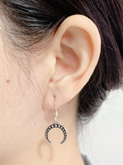 Oxidized Crescent Drop Earrings - SF