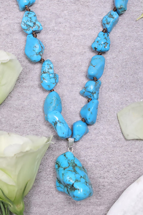 Turquoise & Silver Plated Red River Necklace - SF