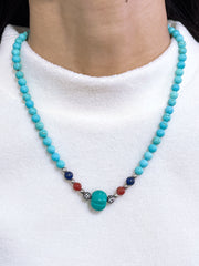 Turquoise & Silver Plated Necklace - SF