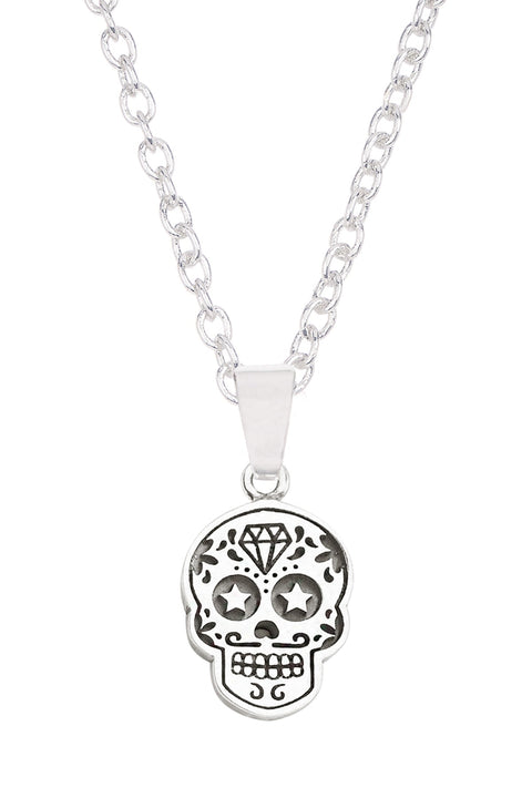 Day Of The Dead Skull Charm Necklace - SF