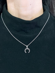 Oxidized Crescent Charm Necklace - SF