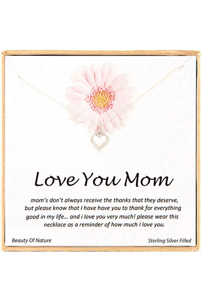 'Love You Mom' Boxed Charm Necklace - SF