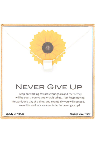 'Never Give Up' Boxed Charm Necklace - SF