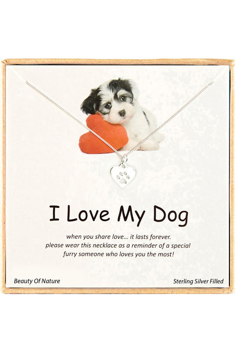 'I Love My Dog' Boxed Charm Necklace - SF