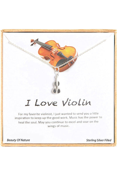 'I Love Violin' Boxed Charm Necklace - SF