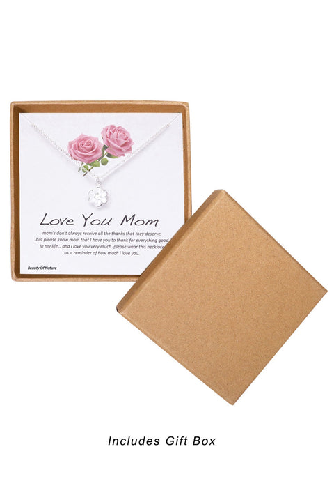 'Love You Mom' Boxed Charm Necklace - SF