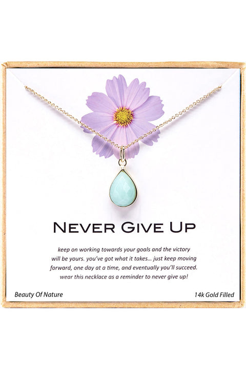 'Never Give Up' Boxed Charm Necklace - GF