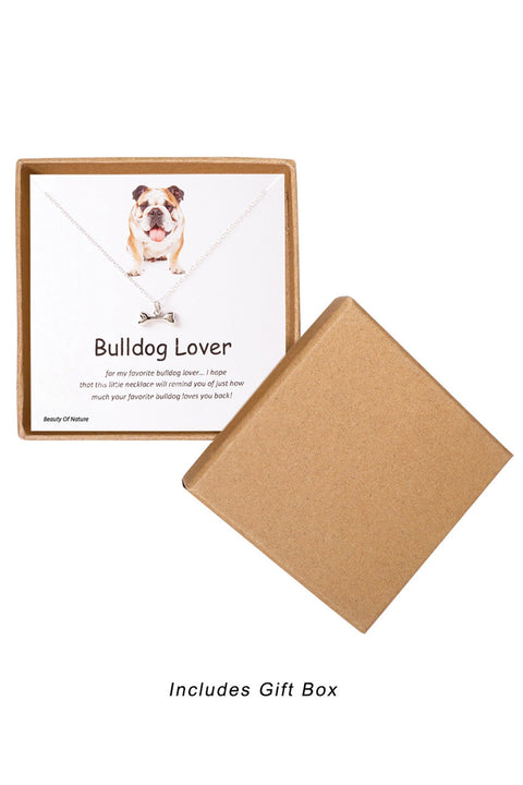 'Bulldog Lover' Boxed Charm Necklace - SF