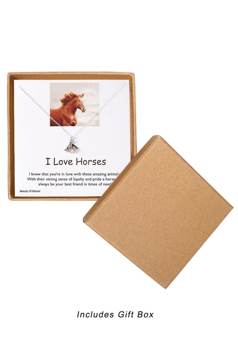 'I Love Horses' Boxed Charm Necklace - SF