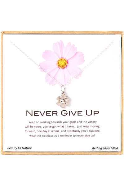 'Never Give Up' Boxed Charm Necklace - SF