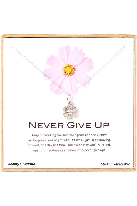 'Never Give Up' Boxed Charm Necklace - SF