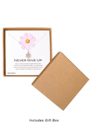 'Never Give Up' Boxed Charm Necklace - SF