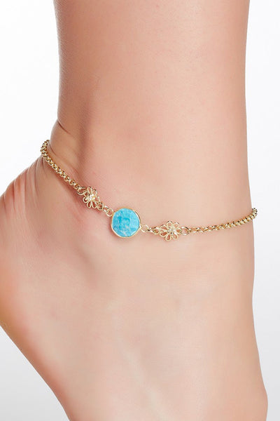 Turquoise With Daisy Anklet - GF