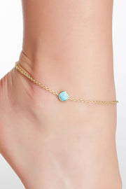 Turquoise Framed Briolette Anklet - GF