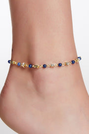 Victoria Lapis Beaded Anklet Chain - GF