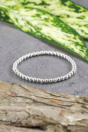 Beaded Infinity Stretch Bracelet In Silver - SF