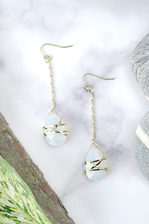 Moonstone Crystal Chandelier Earrings In Gold - GF