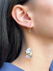 Moonstone Crystal Chandelier Earrings In Gold - GF