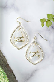 Moonstone Crystal Wrapped Chandelier Earrings In Gold - GF