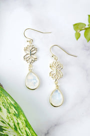 Crystal Lotus Drop Earrings - GF