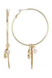 Feather & Moonstone Crystal Hoop Earrings - GF