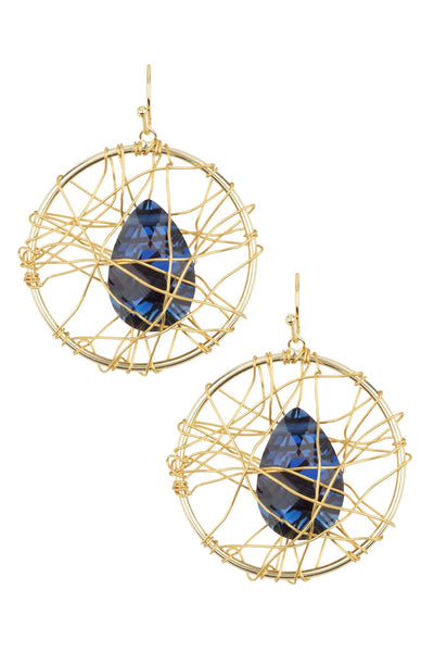 London Blue Crystal & Wire Wrapped Statement Earrings - GF