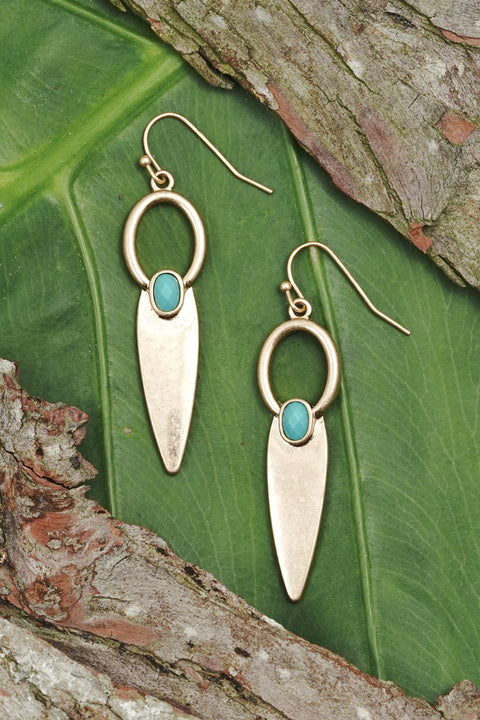 Amazonite Geometric Drop Earrings - GF