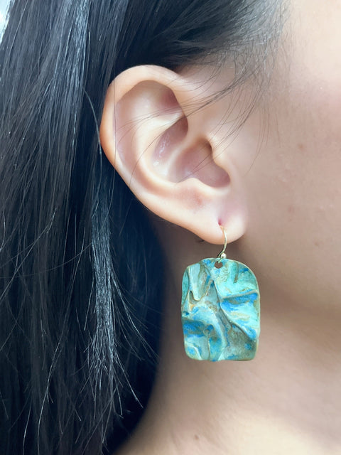 Natural Verdigris Patina Statement Earrings - BR