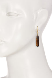 Natural Tiger Eye Drop Earrings - GF