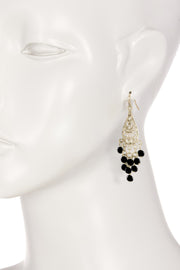 Black Onyx Bohemian Vintage Drop Earrings - AG