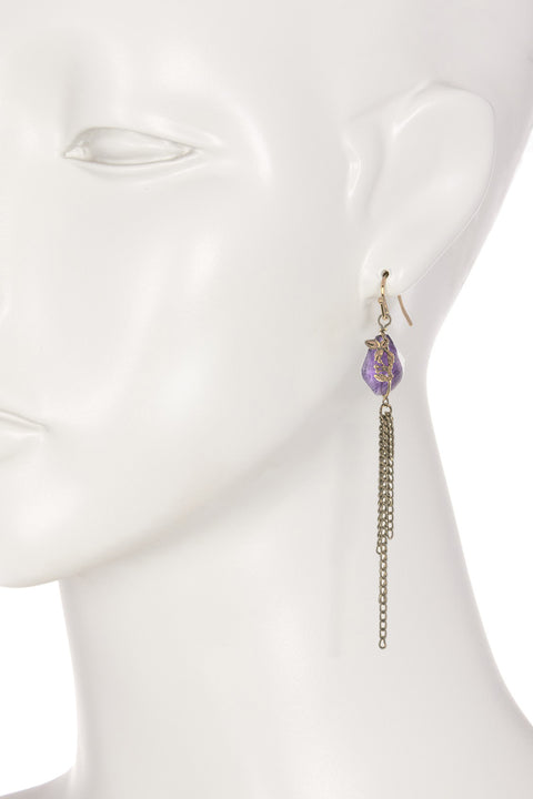 Amethyst Vintage Blossom Tassel Earrings - AG