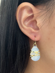 Moonstone Crystal Wrapped Earrings In Gold - GF