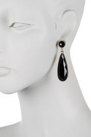 Black Crystal Teardrop Statement Stud Earrings - AG