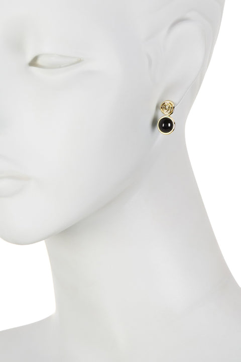 Black Onyx Spiral Stud Earrings In Gold - GF