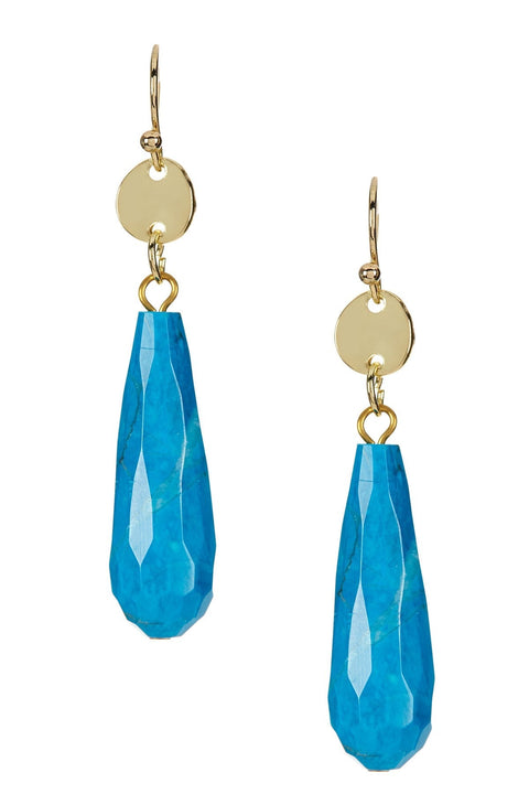 Stabilized Turquoise Drop Earrings - GF