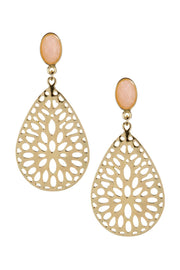 Pink Aventurine & Filigree Statement Stud Earrings - GF