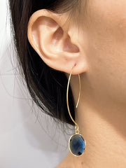 London Blue Crystal Hoop Earrings In Gold - GF