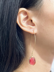 Raspberry Crystal Hoop Earrings In Gold - GF