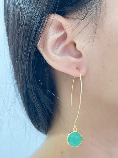 Amazonite Crystal Hoop Earrings In Gold - GF