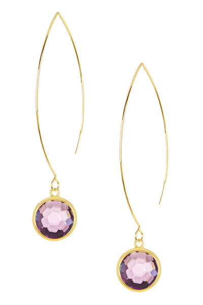 Lavender Crystal Hoop Earrings In Gold - GF