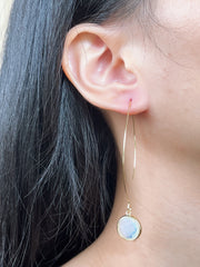 Moonstone Crystal Hoop Earrings In Gold - GF