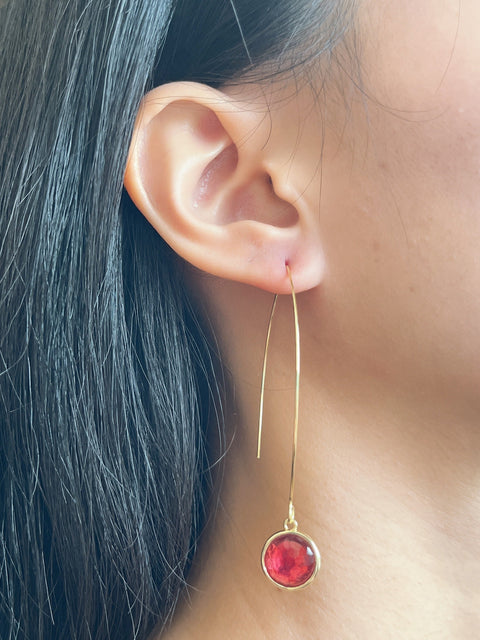 Raspberry Crystal Hoop Earrings In Gold - GF