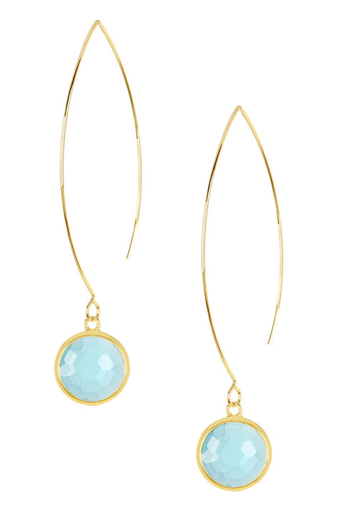 Sky Blue Crystal Hoop Earrings In Gold - GF