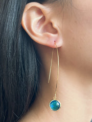 Swiss Blue Crystal Hoop Earrings In Gold - GF