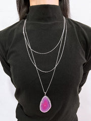 Pink Druzy Quartz Statement Necklace - SF