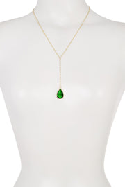 Emerald Crystal Pear Cut Y Necklace - GF