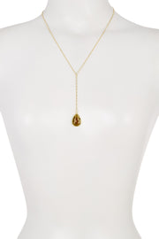 Smoky Crystal Pear Cut Y Necklace - GF